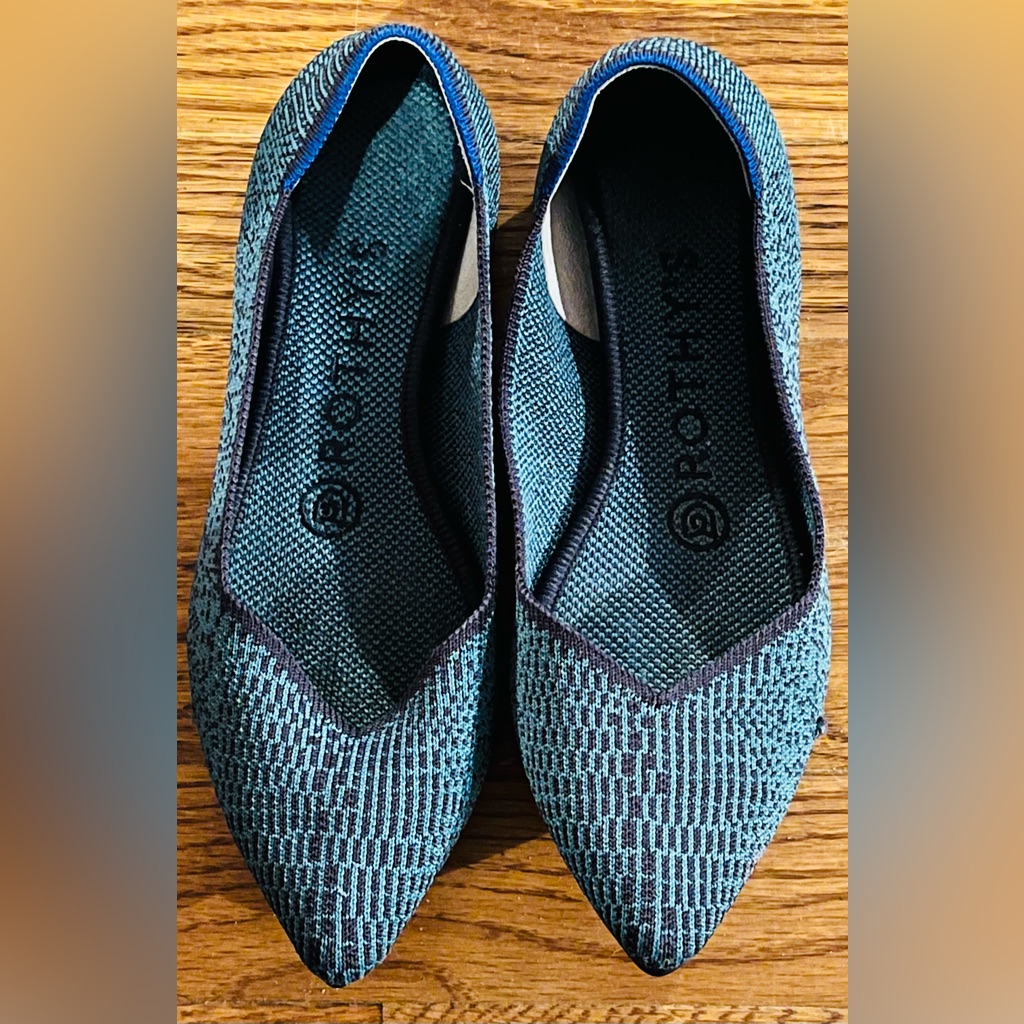 Rothy’s The Point Spruce Python Flats, Size Women’s 6, Euc